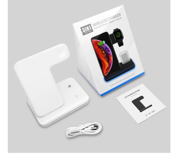 Compatible Mobile Phone Watch Earphone Wireless Charger 3 In 1 Wireless Charger Stand - Image 4