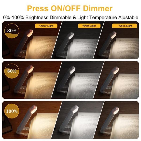 LED USB Rechargeable Book Reading Light Brightness Adjustable Eye Protection Clip Book Light Portable Bookmark Read Light - Image 10